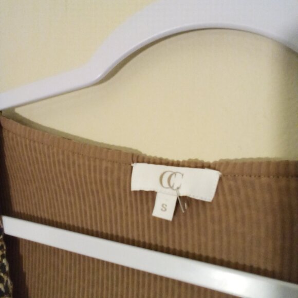 CC Blouse S 3/4 Sleeve Soft Stretch Ribbed Asymmetrical Animal Print Brown Black - Picture 9 of 15